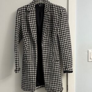 Zara Black and White Houndstooth Blazer